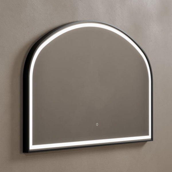 Lomax Light Overmantle Arch Mirror - Brushed Black